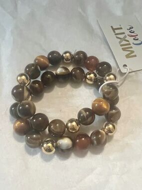 Brown and Gold Bead Wrap Bracelet NWT